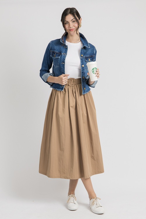 Buckle Belt Maxi Skirt, Taupe - SALE - The Blue Door Boutique